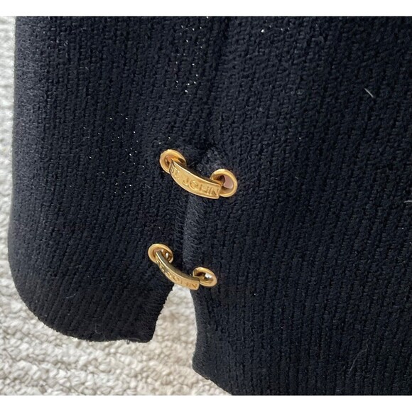 EUC Vintage St John Black Long Sleeve Dress w/ Gold Accent & Matching Scarf 6 - Picture 8 of 9